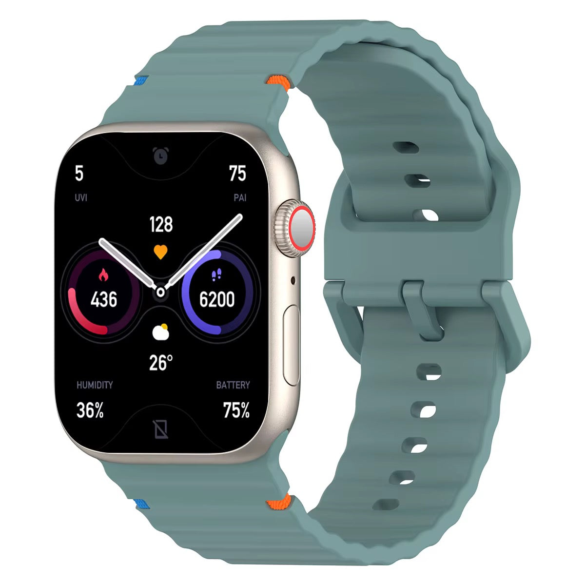 Flexible silicone Apple Watch band by Strapium, view 3
